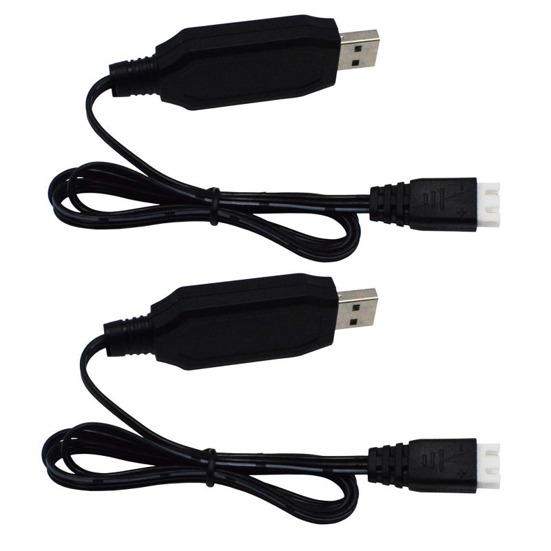 Blomiky 2 Pack H102 7.4V 1.3A Lithium Battery Charger Cable with XH-3P Connector Plug for RC Truck 7.4V 2S Lipo Battery and H120 H100 H101 H103 H110 H112 H108 RC Boat and Trucks Quadcopter H106 USB 2 - Image 1